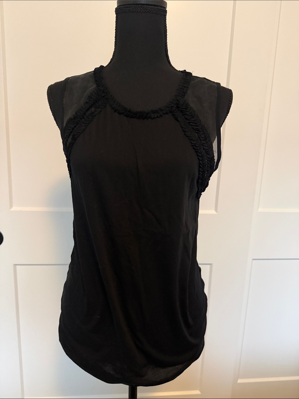 J. Crew Black Sleeveless Tank with Braided Trim
